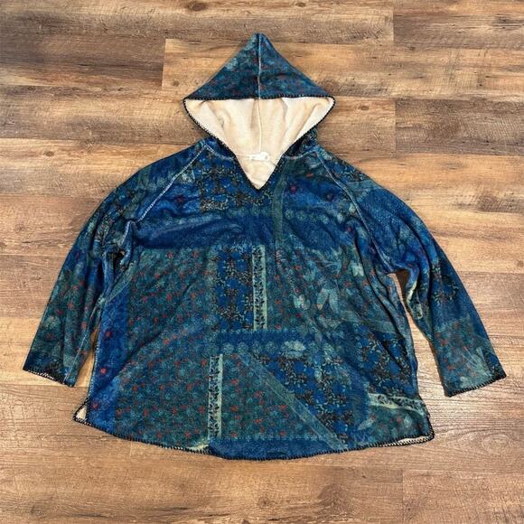 Natural Life Patchwork Hoodie Jacket Multicolor Boho Artsy Soft Comfort FLAW - Picture 1 of 8